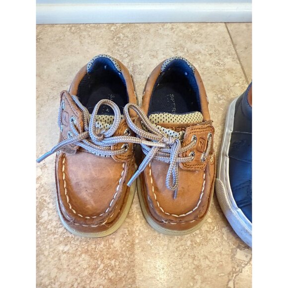 Ralph Lauren Navy Sneakers & Sperry Tan Leather Boat Shoes Size 5 - Picture 2 of 6